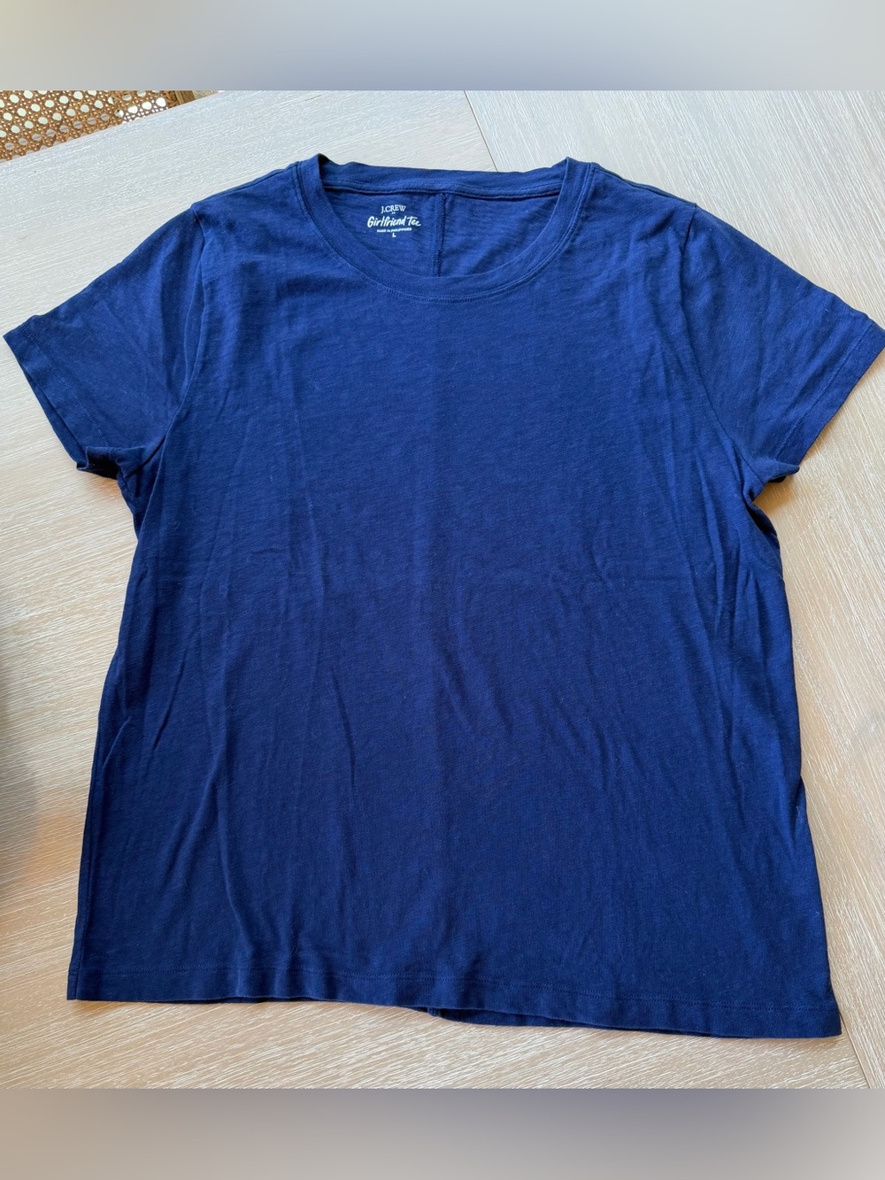 J Crew Girlfriend Crewneck Cotton Short Sleeve Tee Bright Indigo Large - Picture 5 of 7
